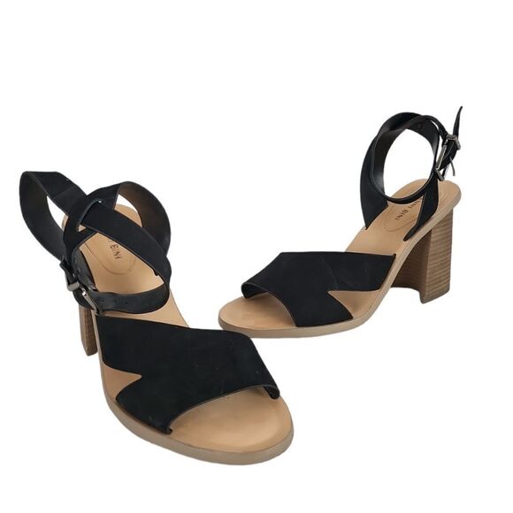 Gianni bini "Marilane" Black Suede Leather Asymmetrical Sandal Shoe Size 9.5 - Picture 2 of 11